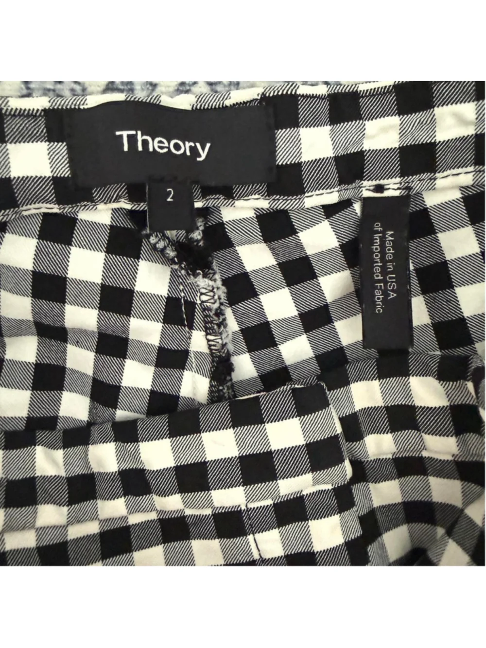 Theory Black + White Gingham Skinny Ankle Pants - Size 2